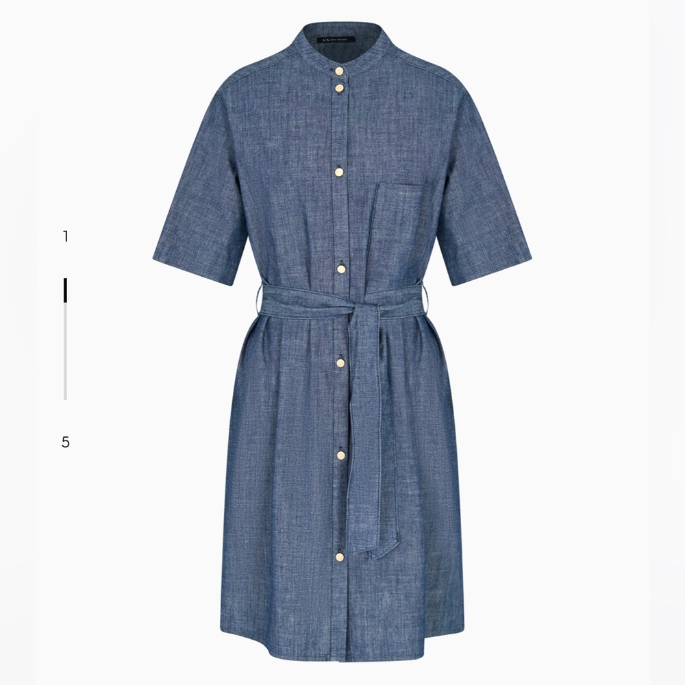 ARMANI EXCHANGE COTTON CHAMBRAY SMOCK DRESS